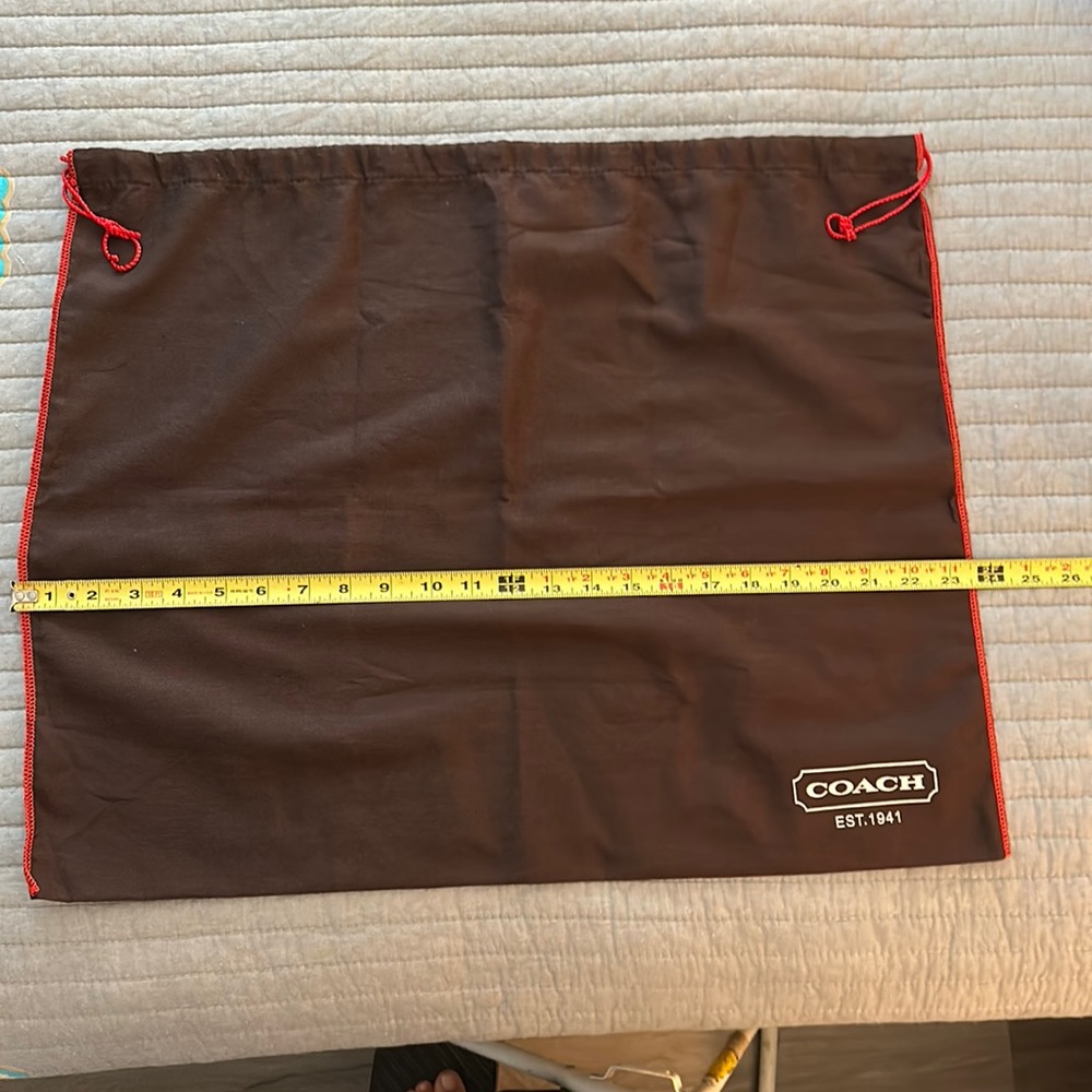 VINTAGE Coach Dust Bag XL 20" X 22" Dark Brown/ Red